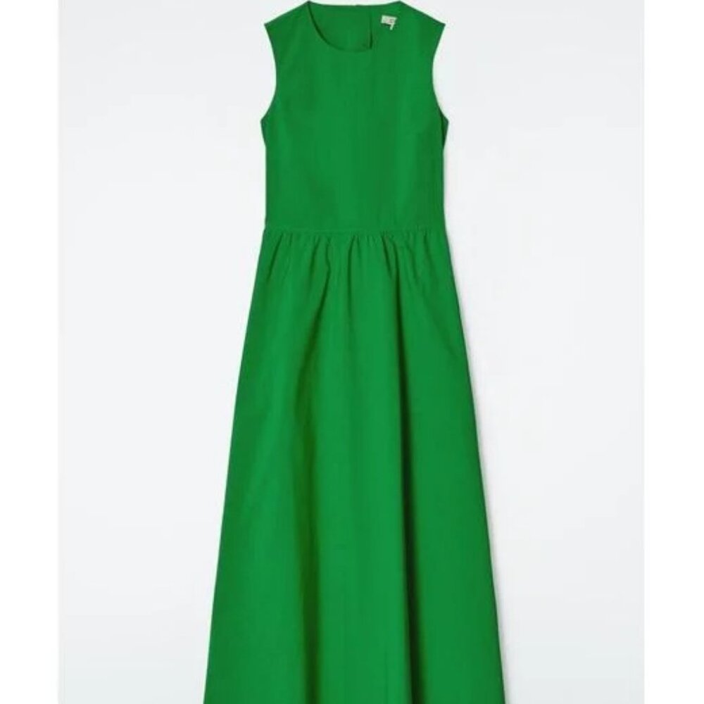 COS Open Back Max Dress - GREEN size 34 NWT